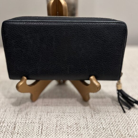 Gucci Black Pebbled Calfskin Fringe Tassel Soho Zip Around Continental Wallet - Picture 3 of 9